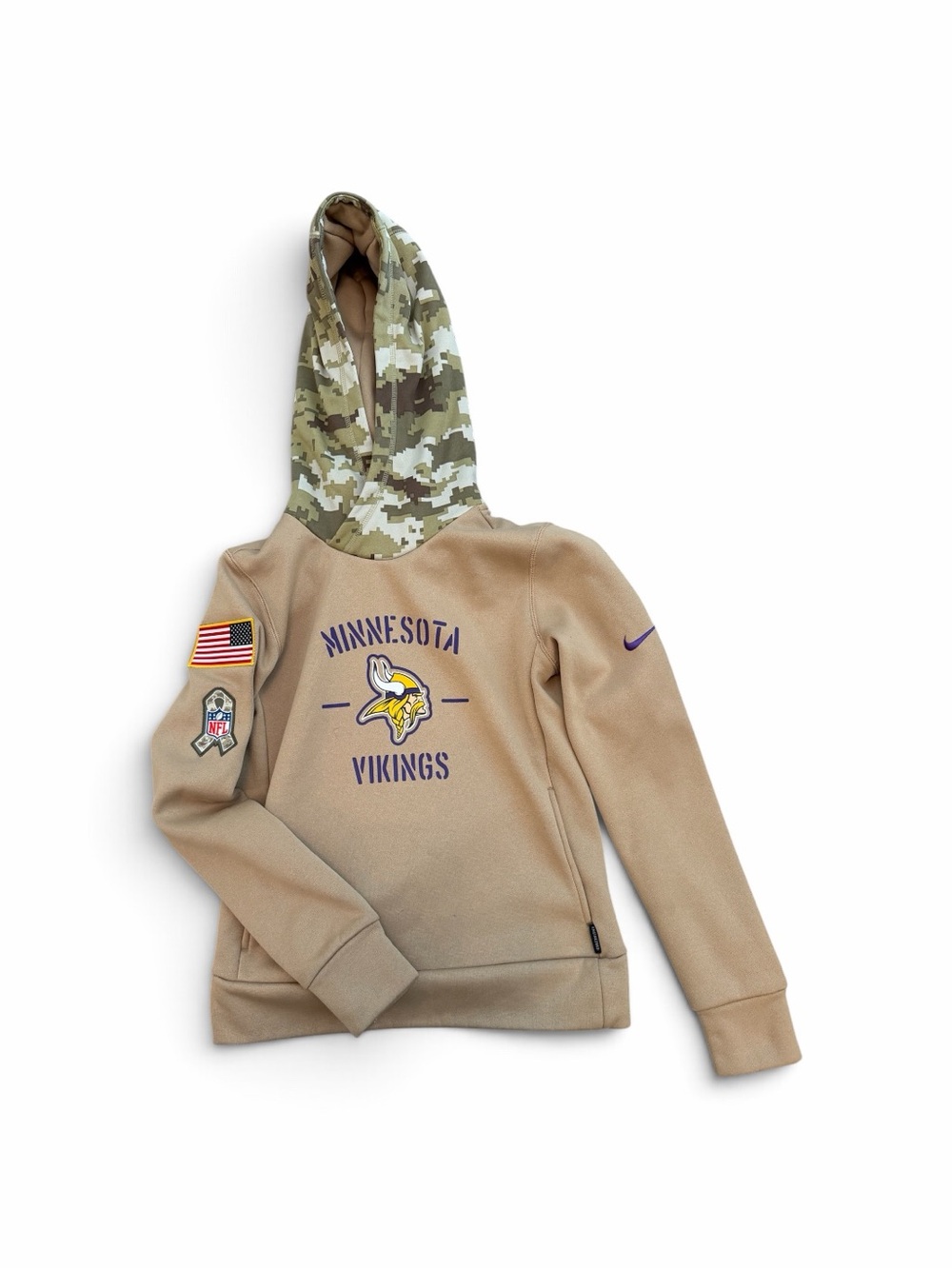 Nike Minnesota Vikings Tan Pullover with Camo Hood